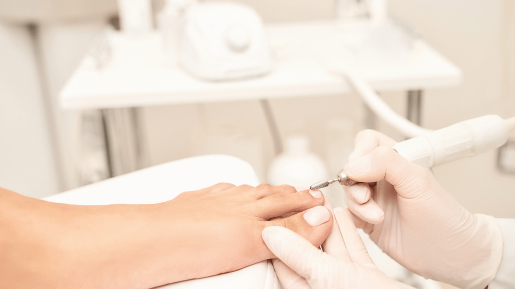 podiatric A close-up of a toe showing mild redness and swelling from an ingrown nail.